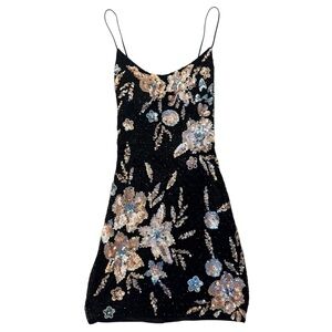Terry Costa, Black Primavera Floral Sequin Homecoming Dress 4026, Size 00